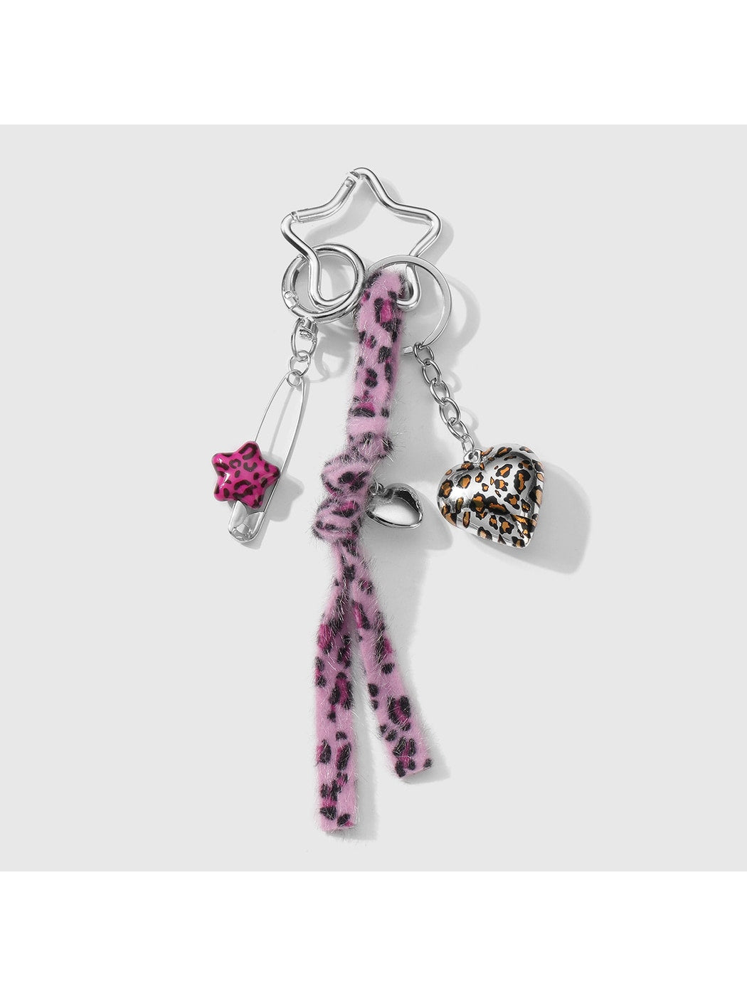Keypus - Leopard Print Heart and Star Key Ring Charm