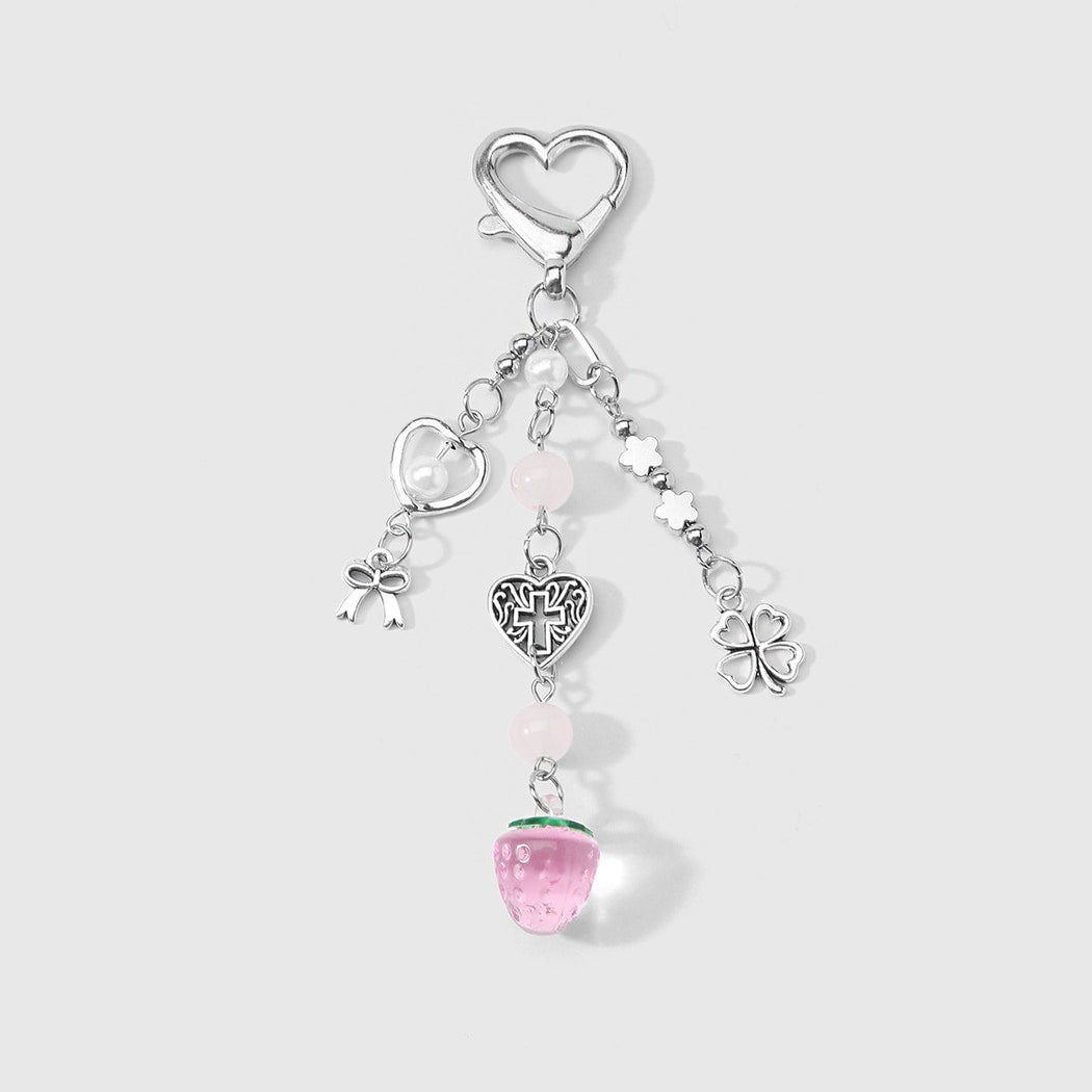 Keypus - Y2K Pink Strawberry Cross Keychain