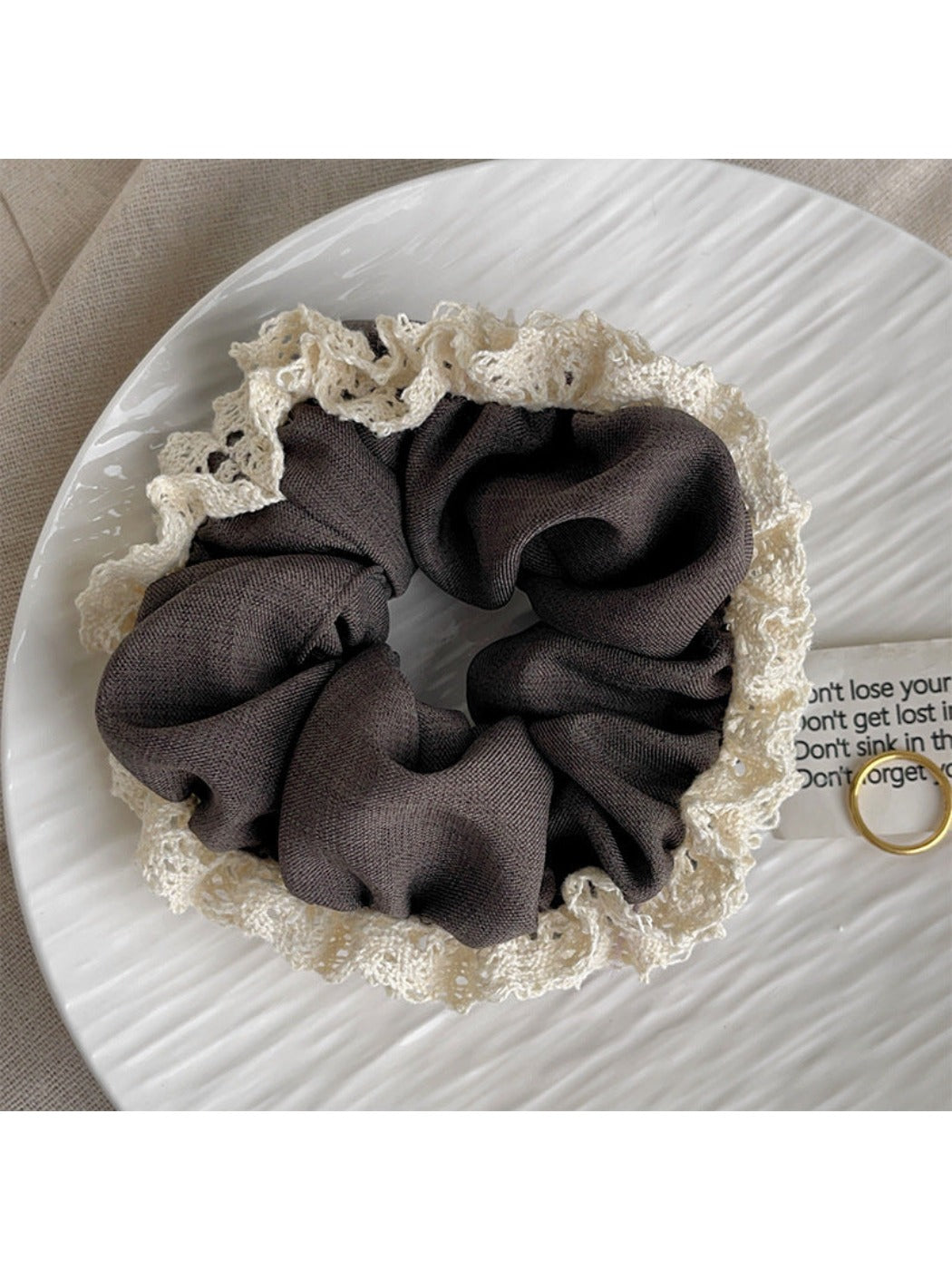 Gifty - Fabric Lace Edge Scrunchie