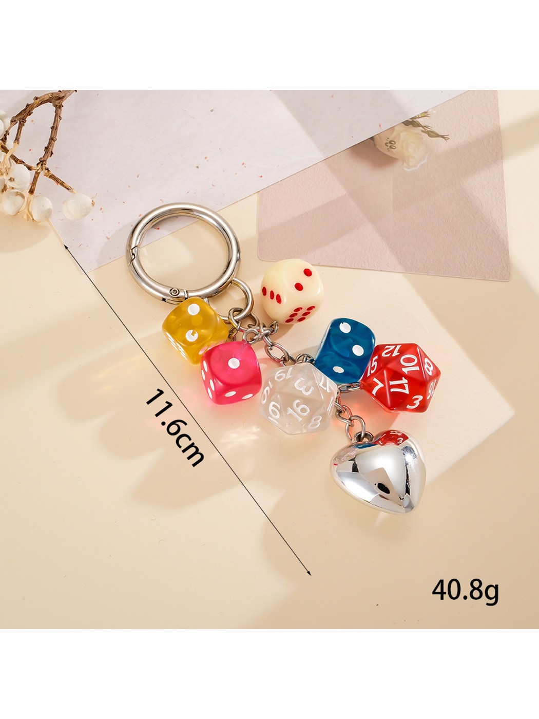 Keypus - Dice and Heart Decorative Bag Charm Keychain