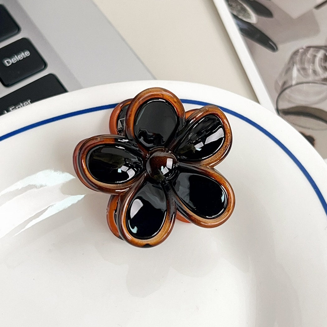 Beau - Glossy Five Petal Floral ABS Claw Clip