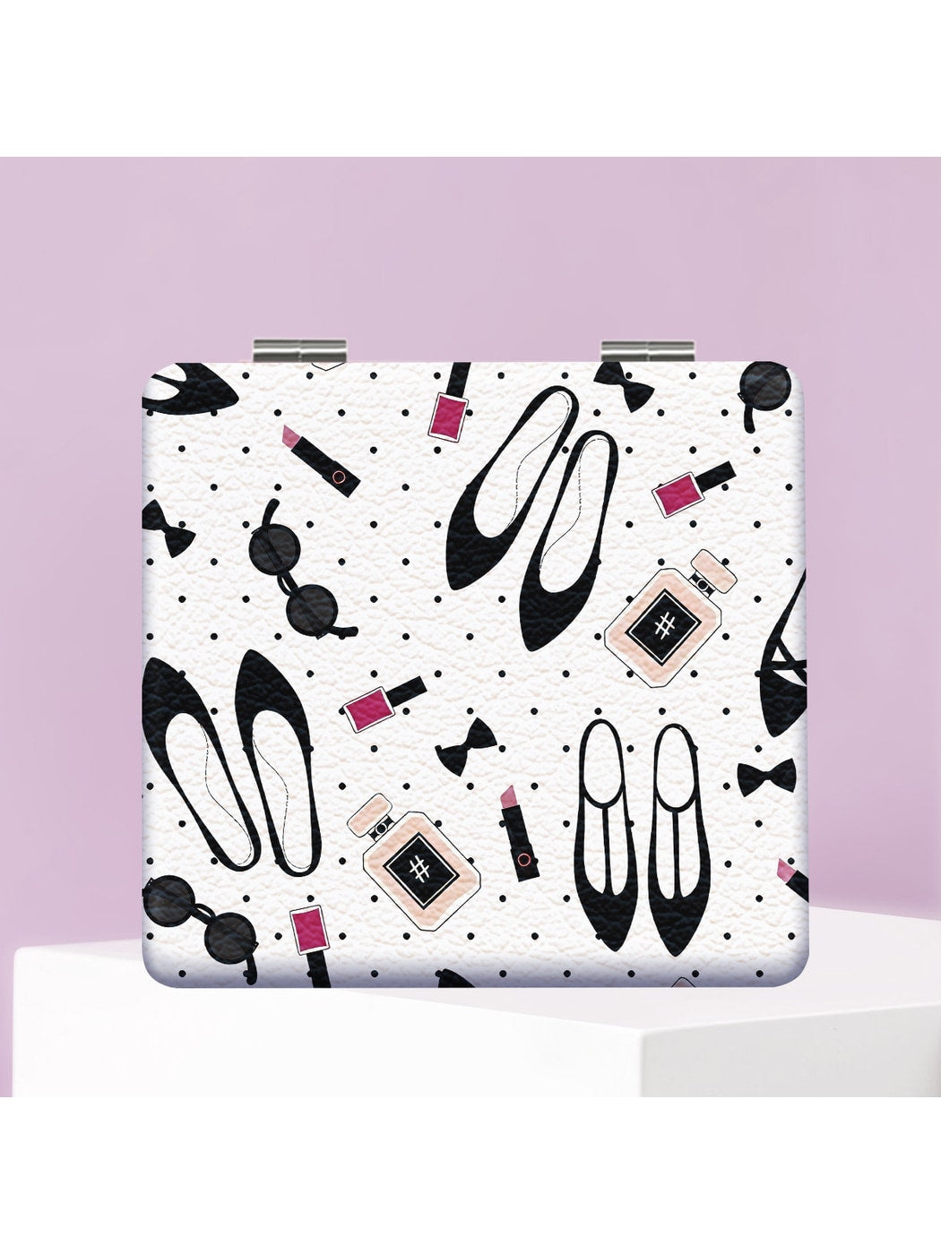 Mirroray - Cartoon Print PU Folding Makeup Mirror