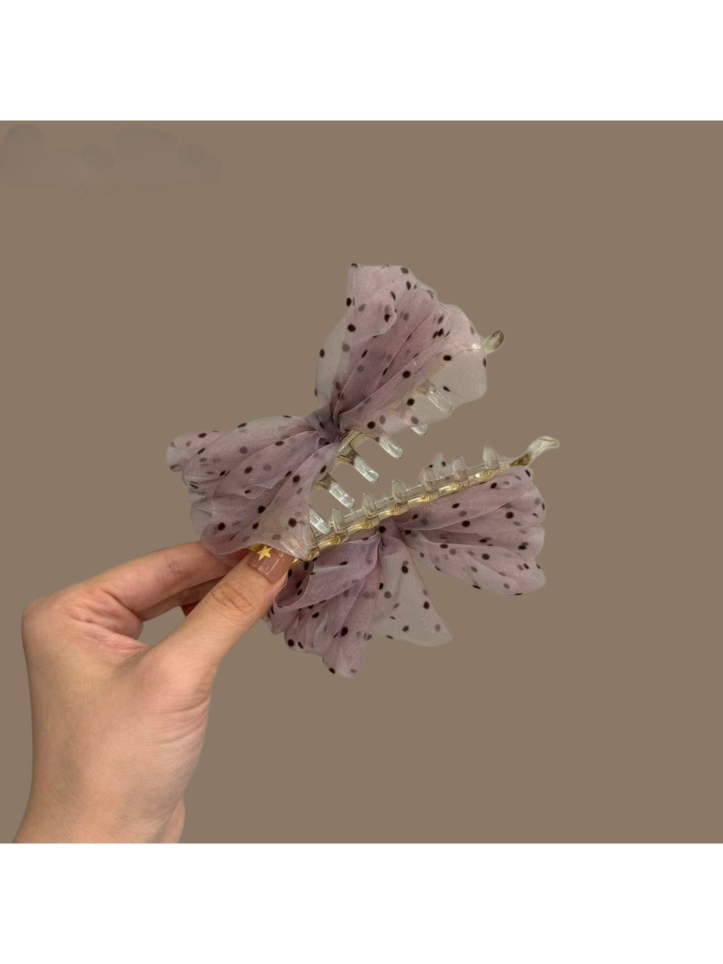 Beau - Sheer Polka Dot Bow Banana Clip