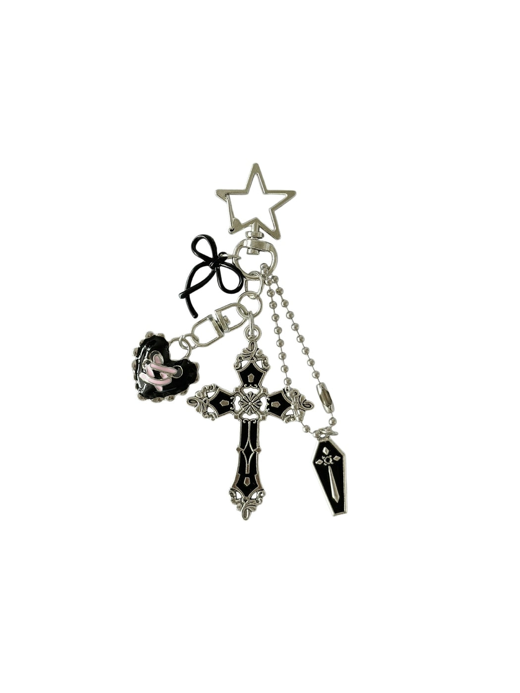 Keypus - Gothic Cross Heart Charm Alloy Bag Pendant Keychain