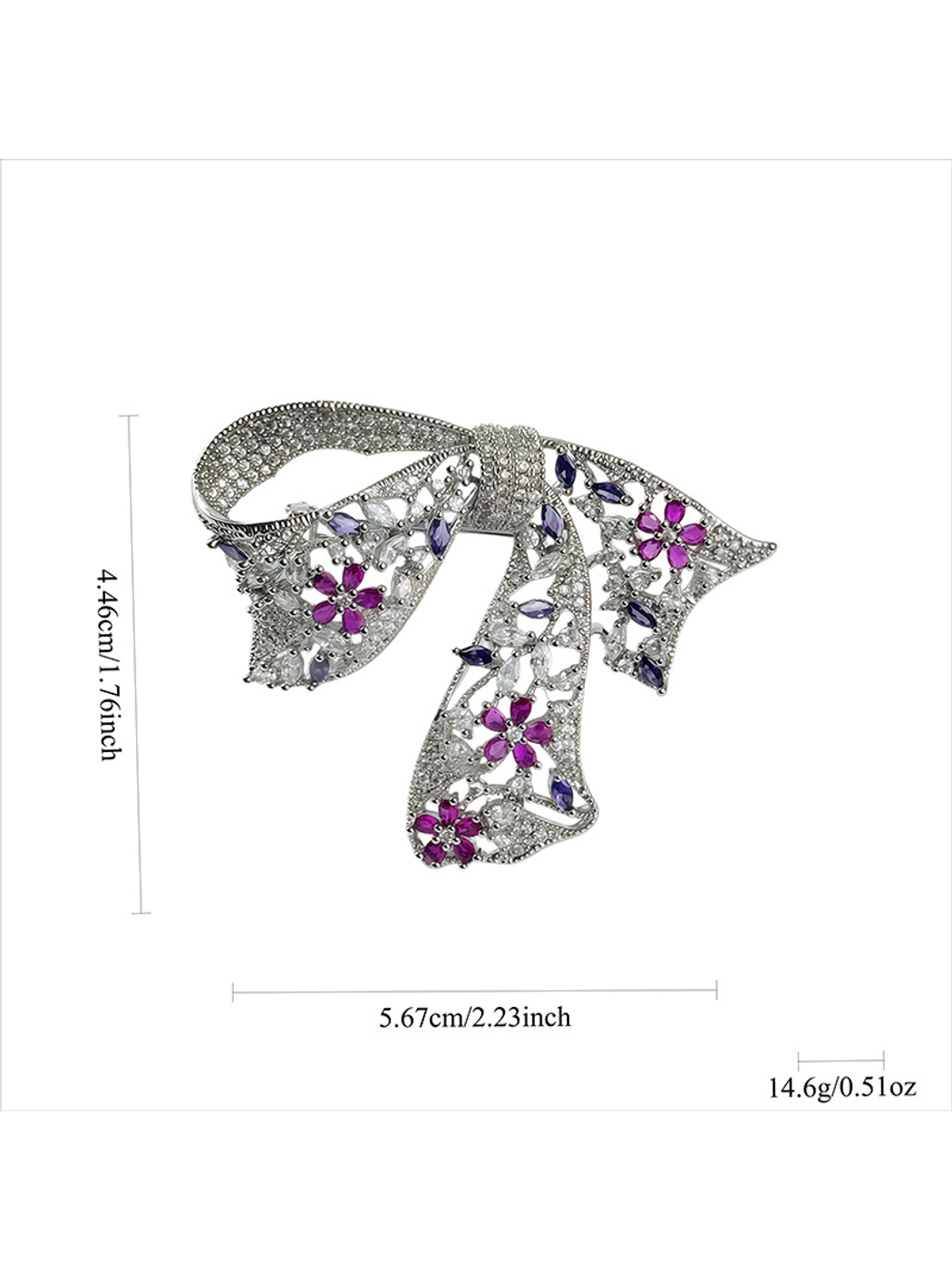Brovia - Elegant Bow Detail Silver Tone Brooch