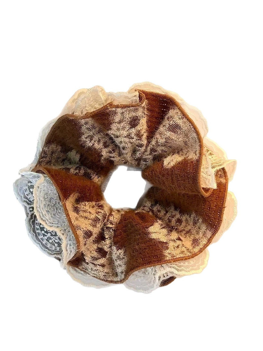 Gifty - Brown Lace Scrunchie Hair Tie