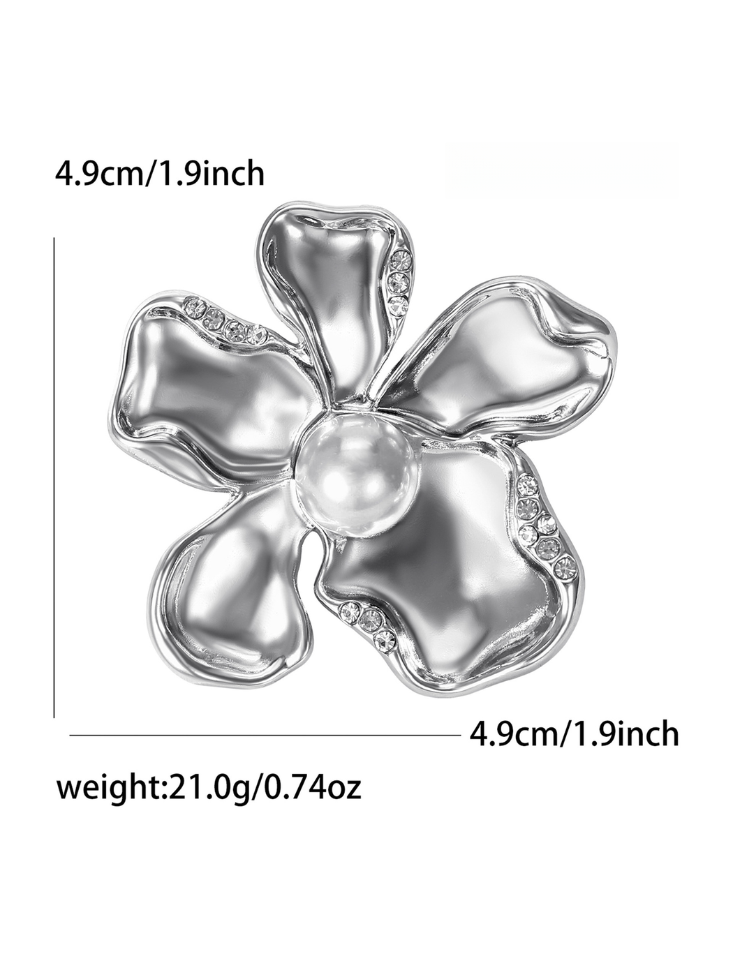 Brovia - Smooth Flower Detail Alloy Brooch Pin