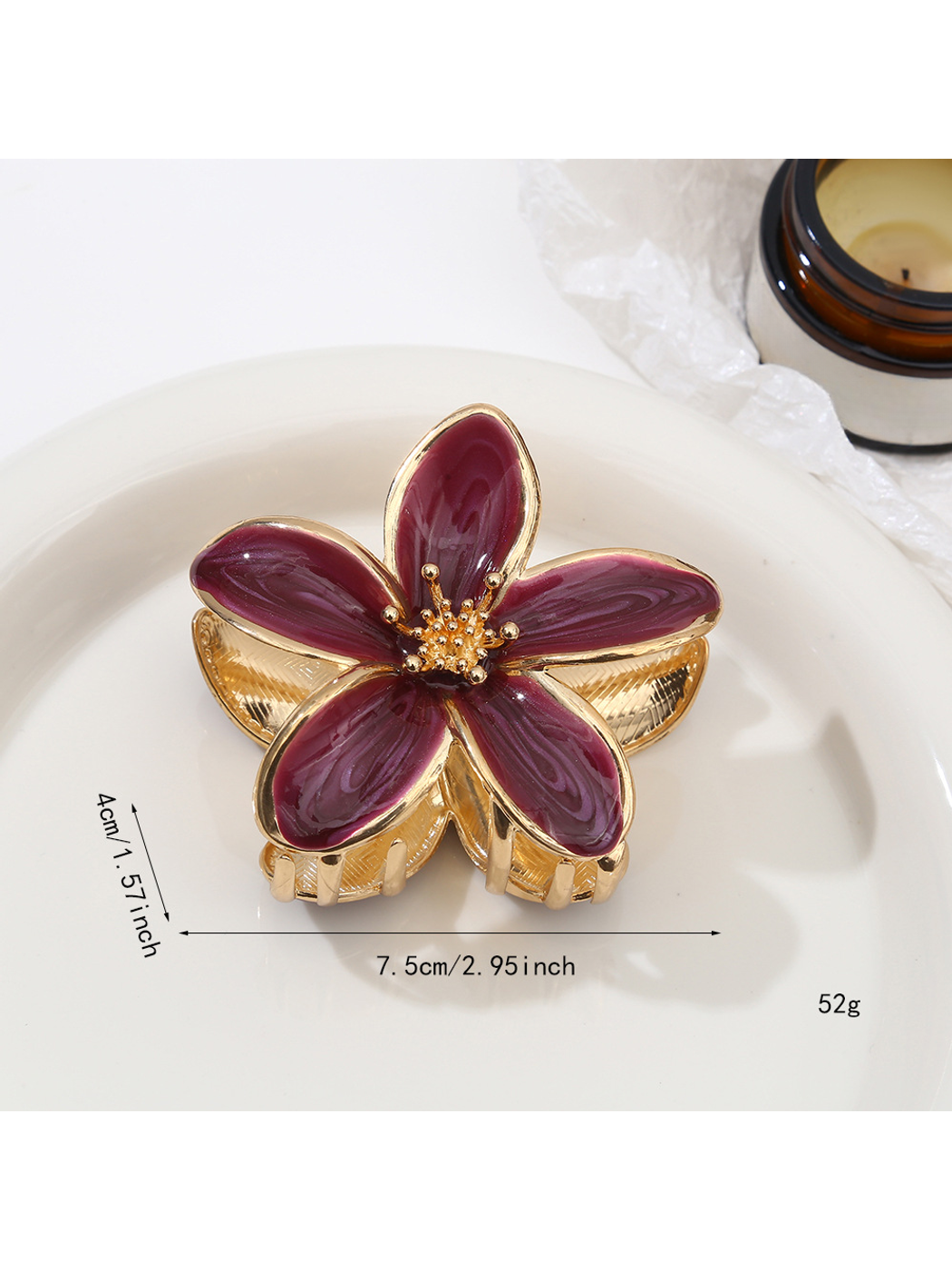 Beau - Glossy Petal Design Alloy Claw Clip