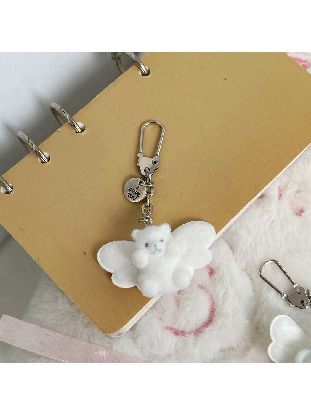 Keypus - Cute Angel Animal Flocked Bag Charm Keychain