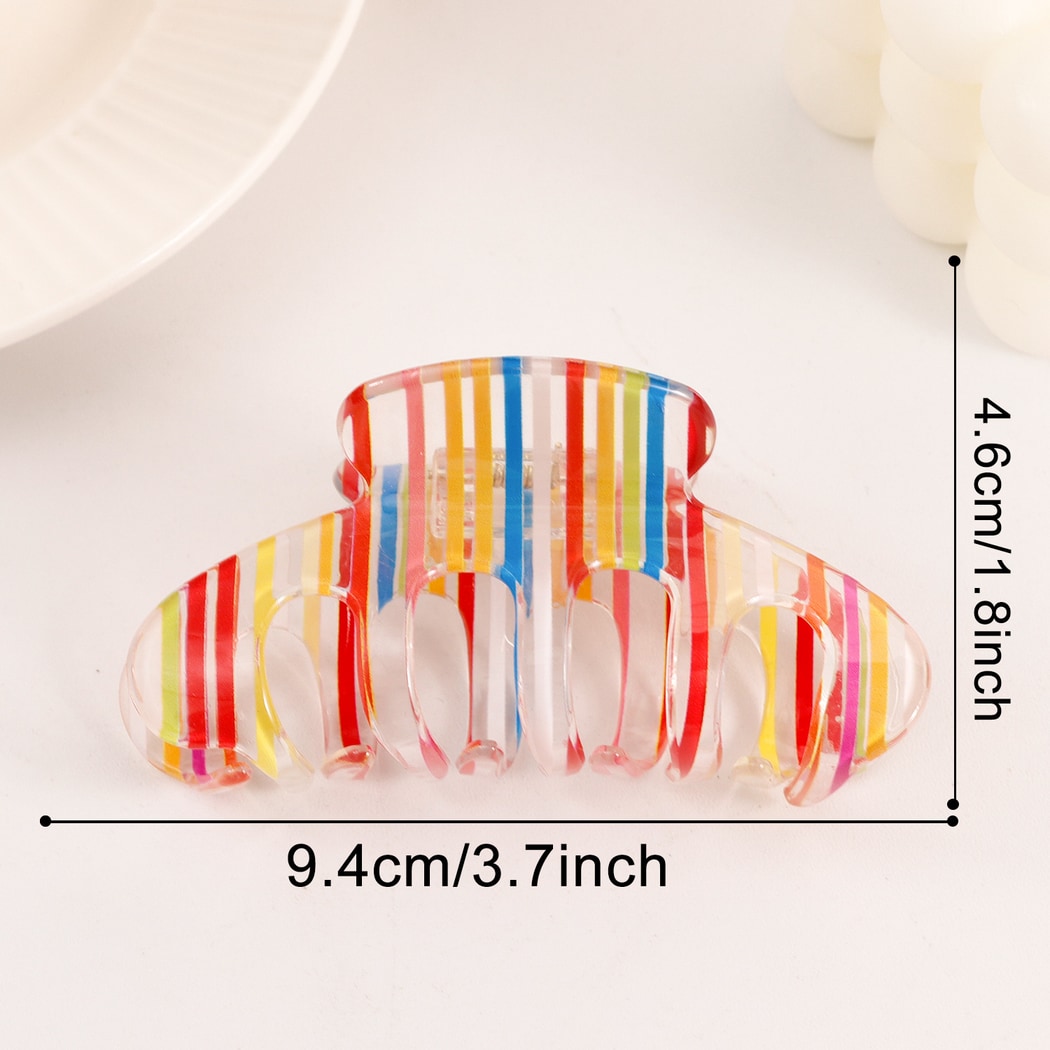 Beau - Rainbow Stripe Printed Claw Clip