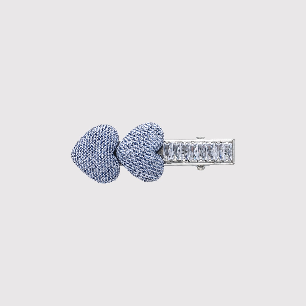 Beau - Blue Tone Heart Detail Hair Clip