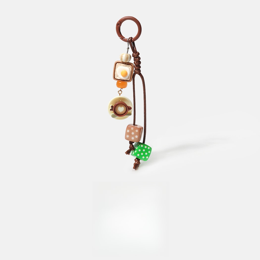 Keypus - Coffee Motif Dice Pendant Bag Charm Keychain