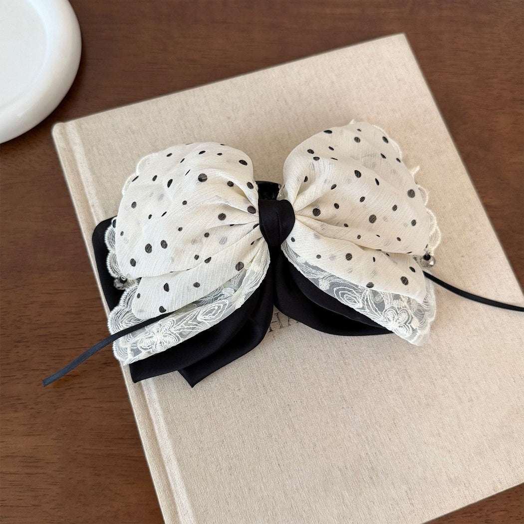 Beau - Mesh Bow Lace Detail Ponytail Claw Clip