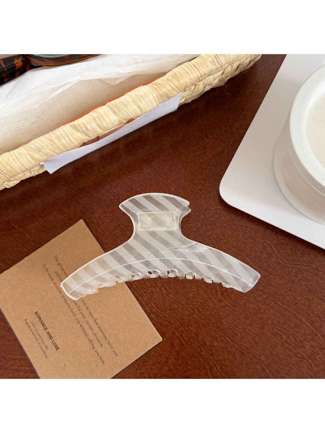 Beau - Striped Translucent Hair Claw Hair Clip