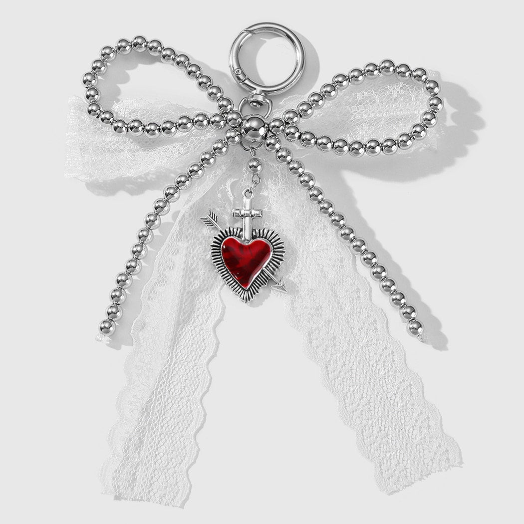 Keypus - Y2K Lace Bow Heart Cross Keychain