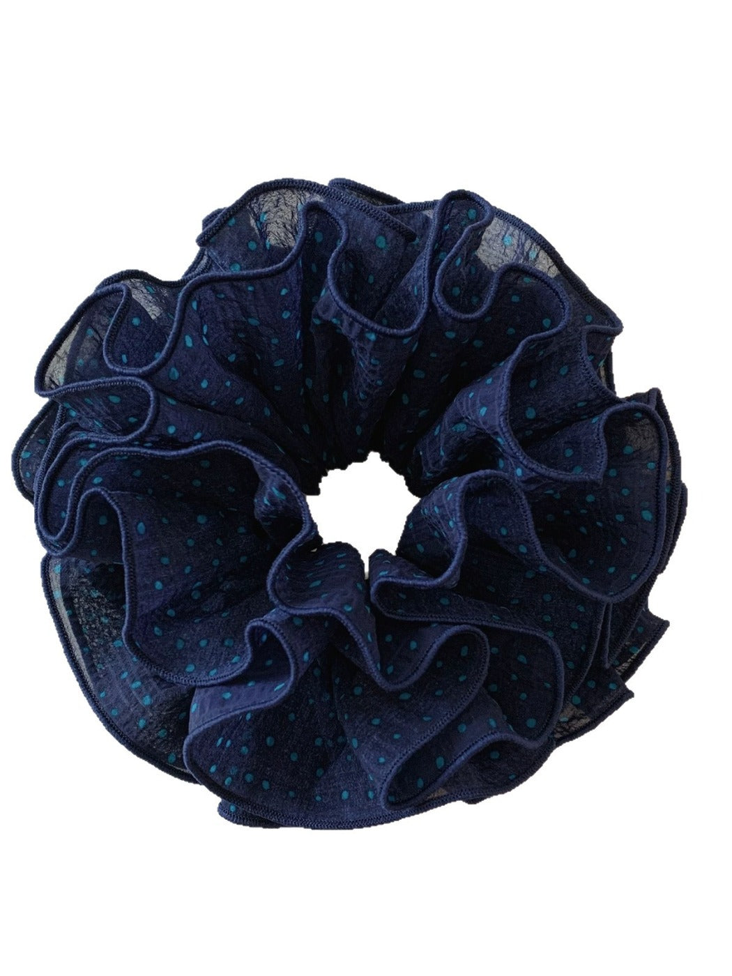 Gifty - Blue Polka Dot Ruched Scrunchie