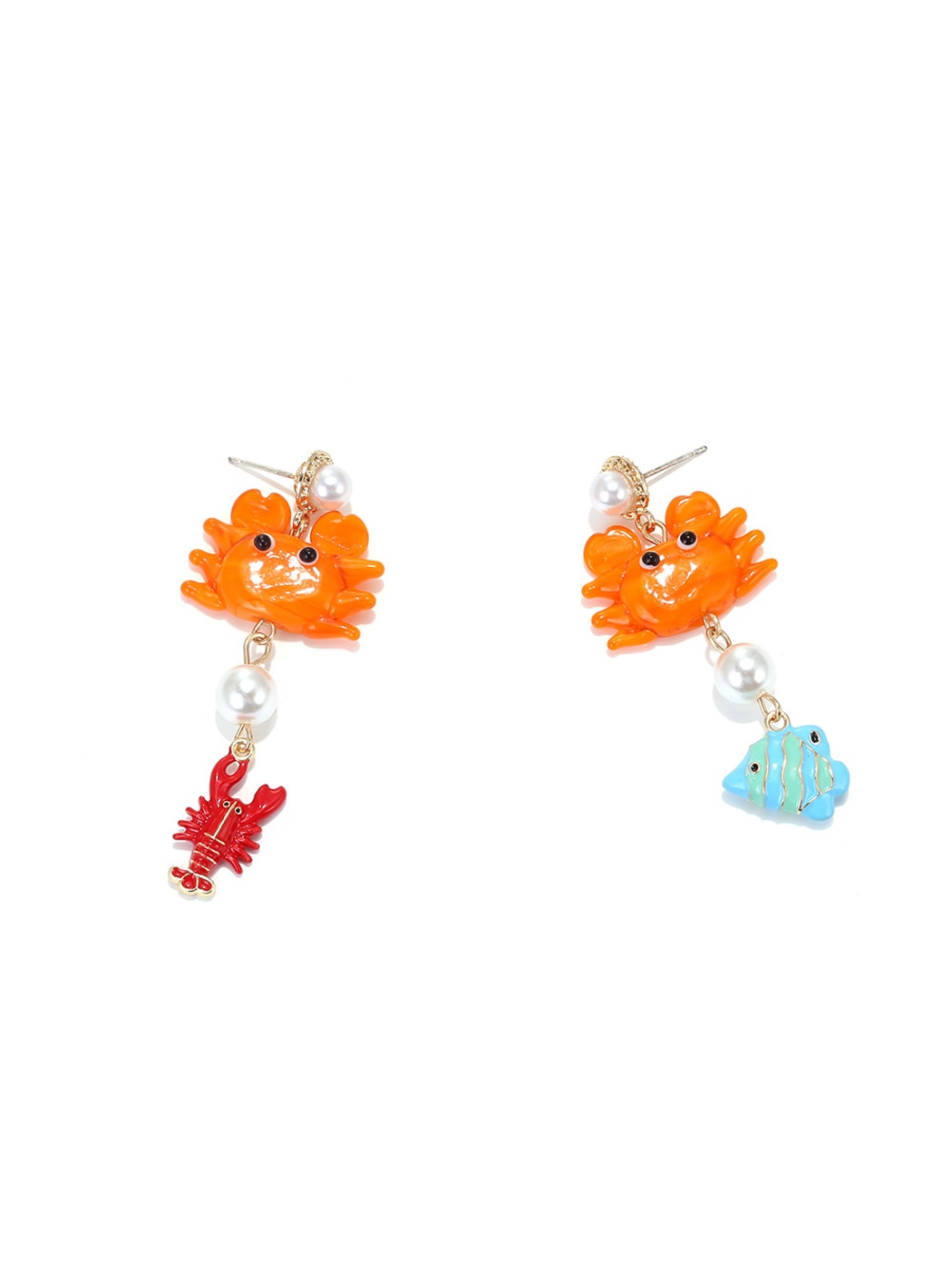 Earedge - Asymmetrical Crab Fish Beach Style Earrings