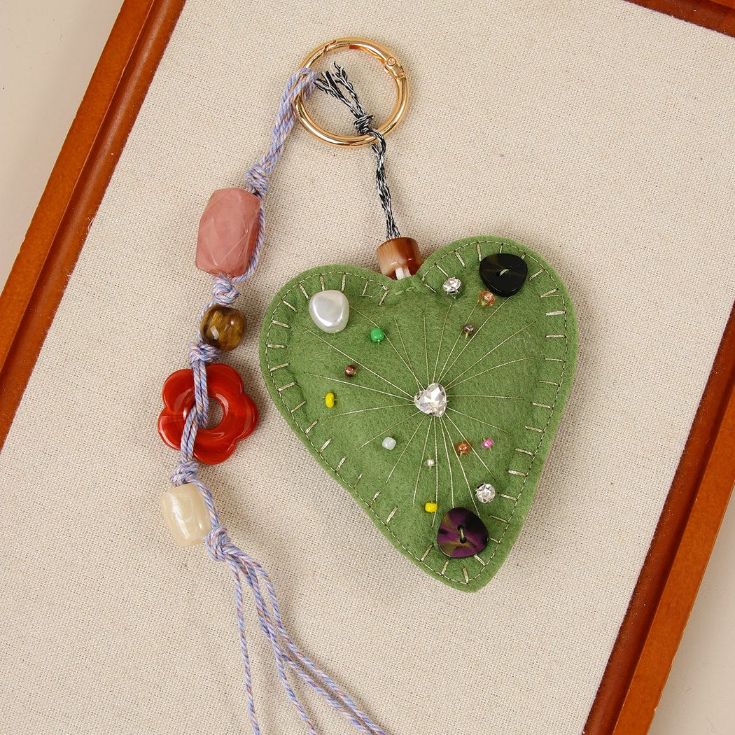 Keypus - Retro Textured Heart Bag Charm Keychain