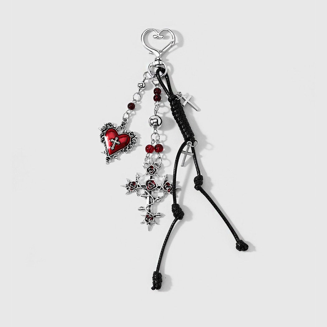 Keypus - Halloween Thorn Rose Skull Cross Keychain