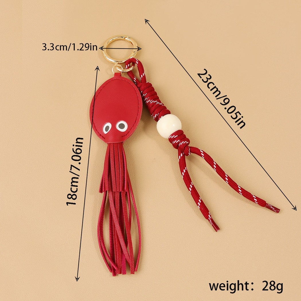 Keypus - Octopus Tassel PU Bag Charm Keychain