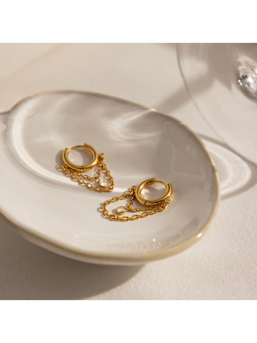 Earedge - Dainty Chain & Tassel Drop Earrings