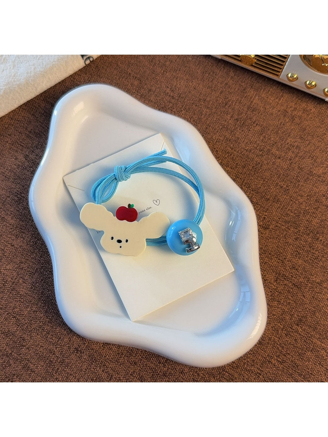 Gifty - Cute Dog Motif Elastic Beaded Hair Tie