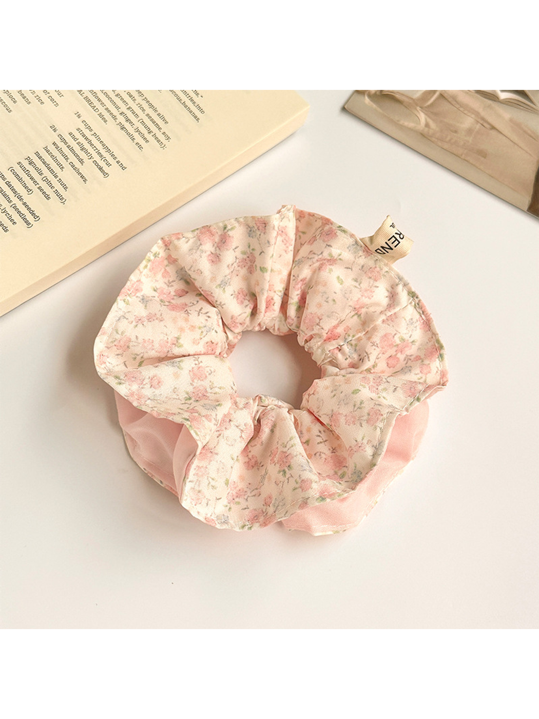 Gifty - Sweet Double Layer Floral Print Scrunchie