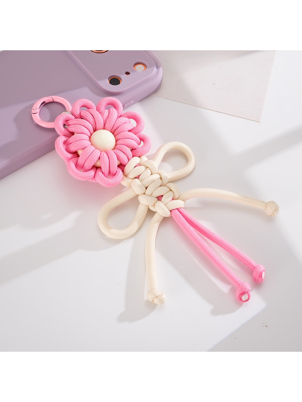 Keypus - Nylon and Alloy Floral Hanging Charm Keychain