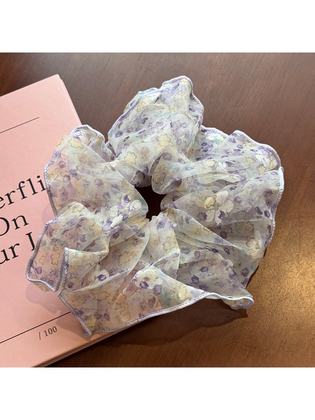 Gifty - Lace Mesh Scrunchie Oversized Floral Hair Tie