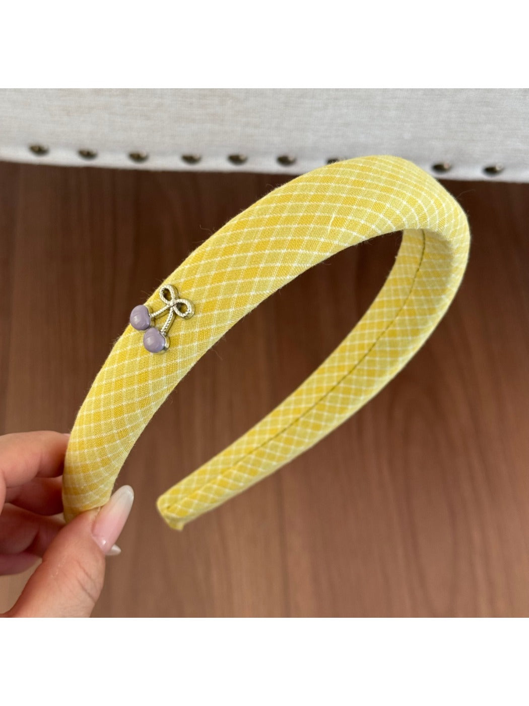 Gifty - Yellow Plaid Scrunchie Hair Clip and Headband