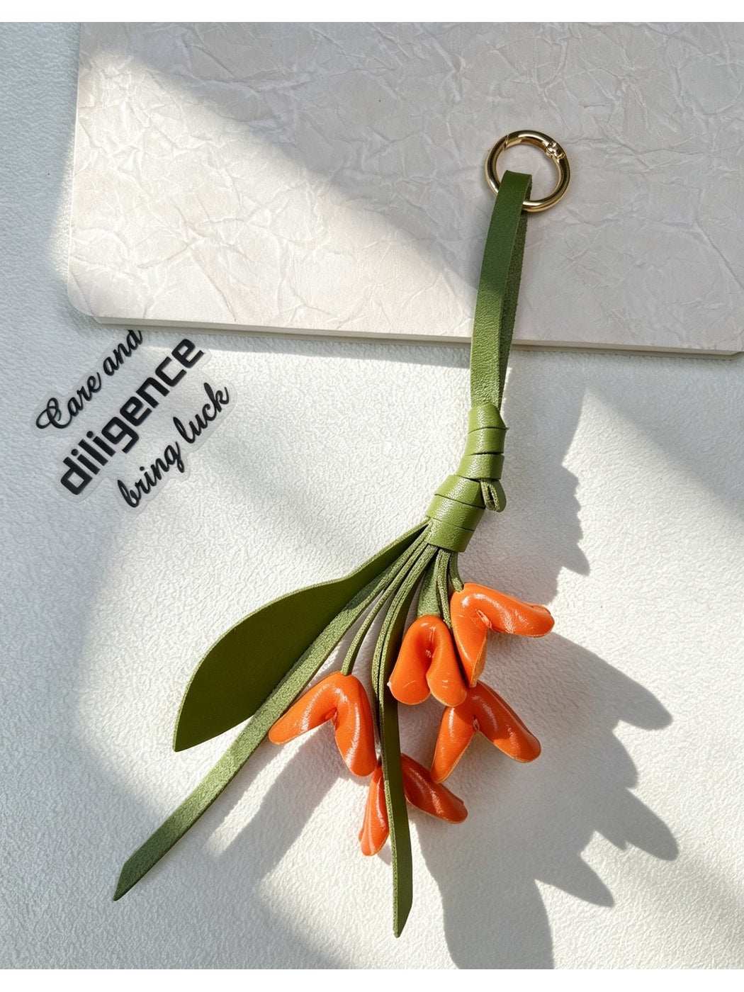 Keypus - Faux Leather Floral Bouquet Bag Charm Keychain