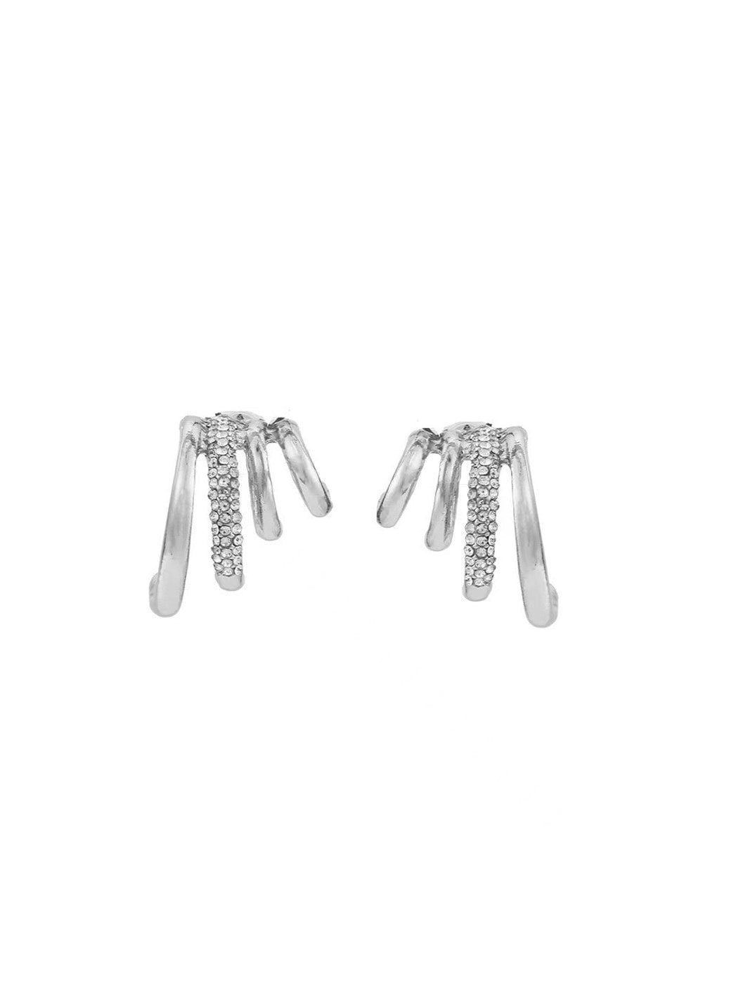 Earedge - Geometric Plated Alloy Curve Design Earrings