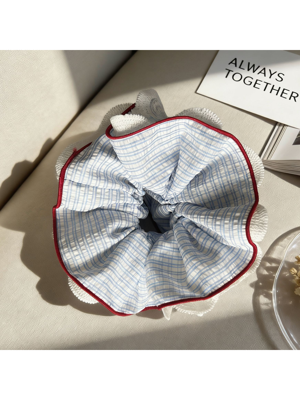 Gifty - Plaid Lace Trim High Stretch Scrunchie