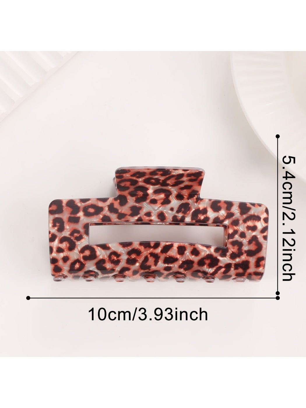 Beau - Leopard Print Square Openwork Claw Clip