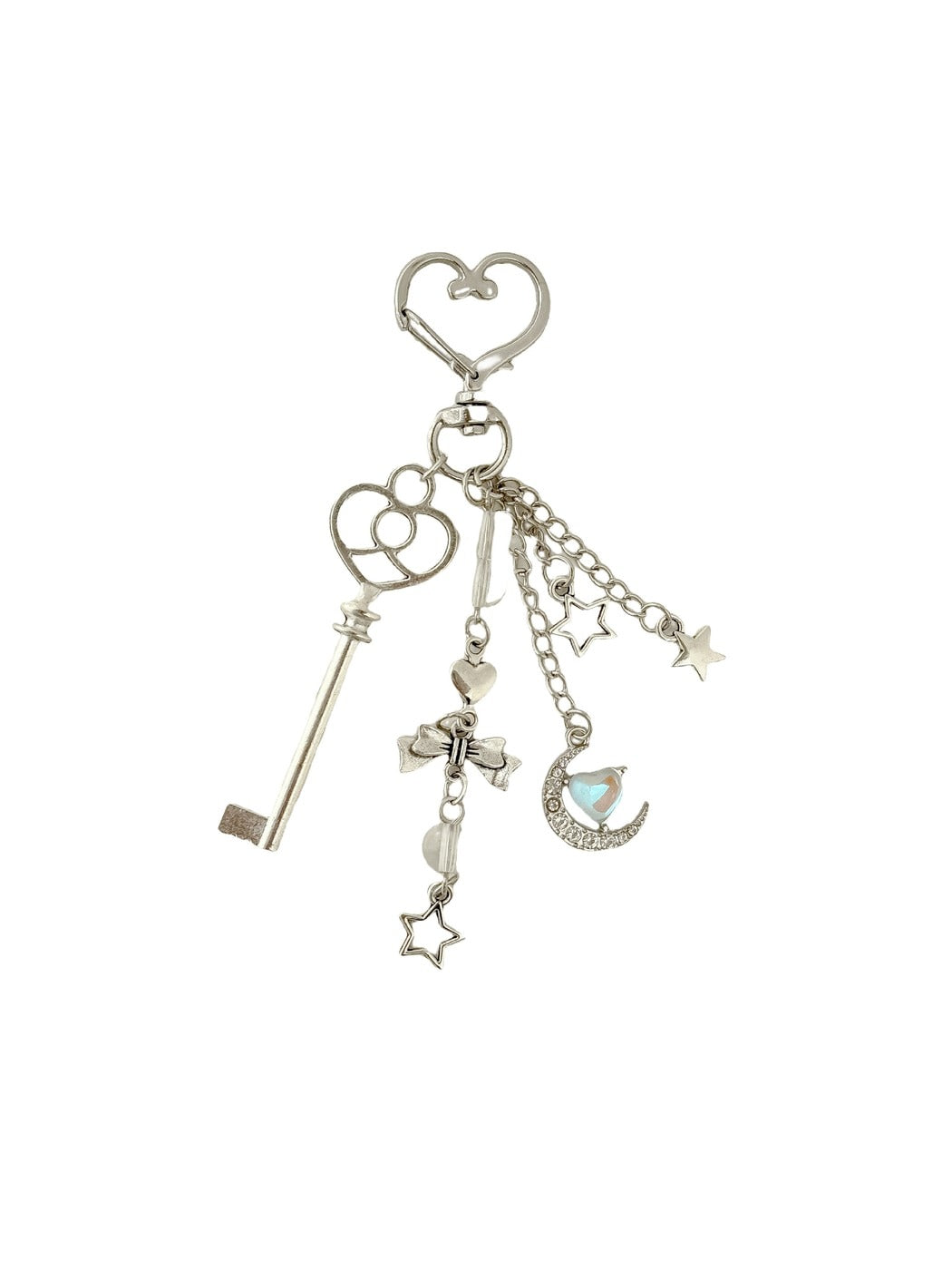 Keypus - Alloy Plastic Heart Key Shape Bag Charm Keychain