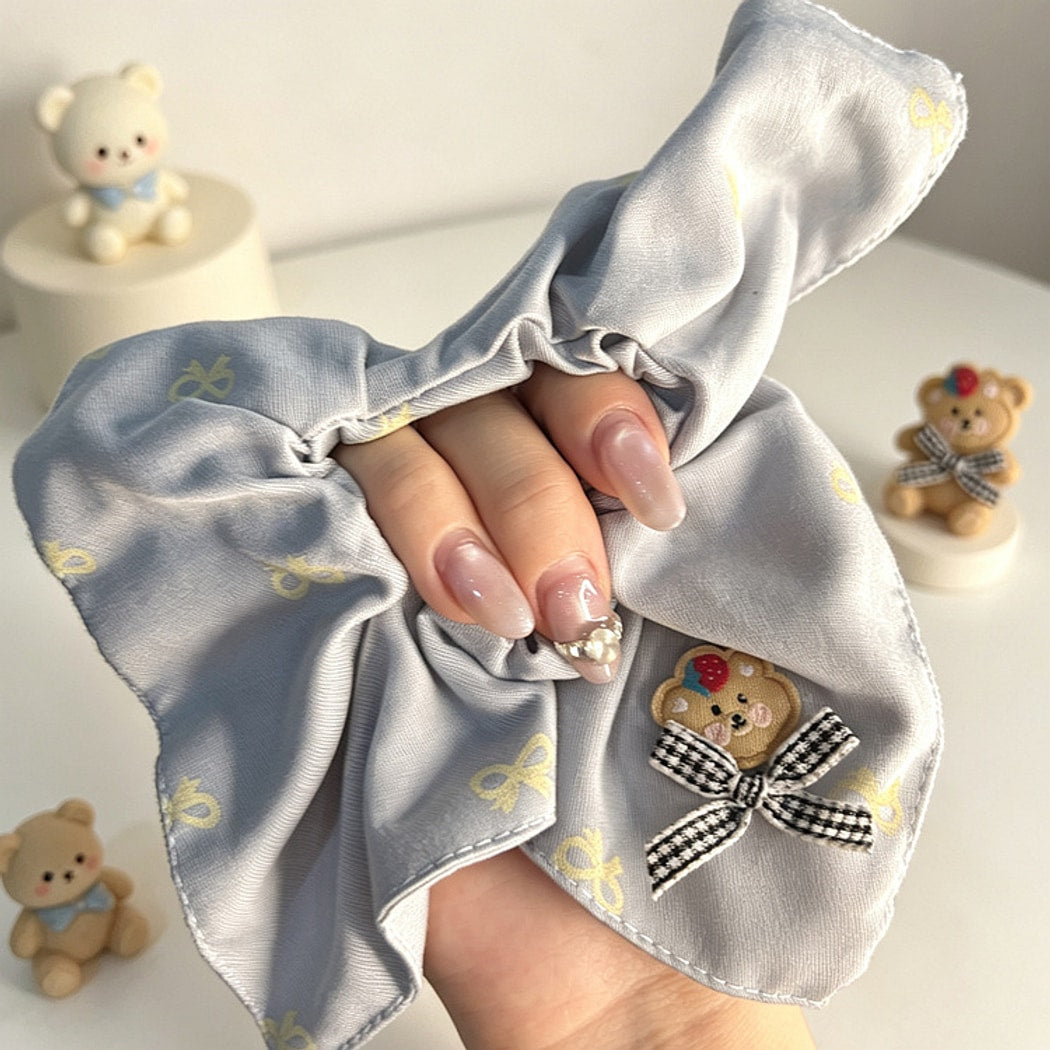 Gifty - Cute Bear Detail Polyester Scrunchie