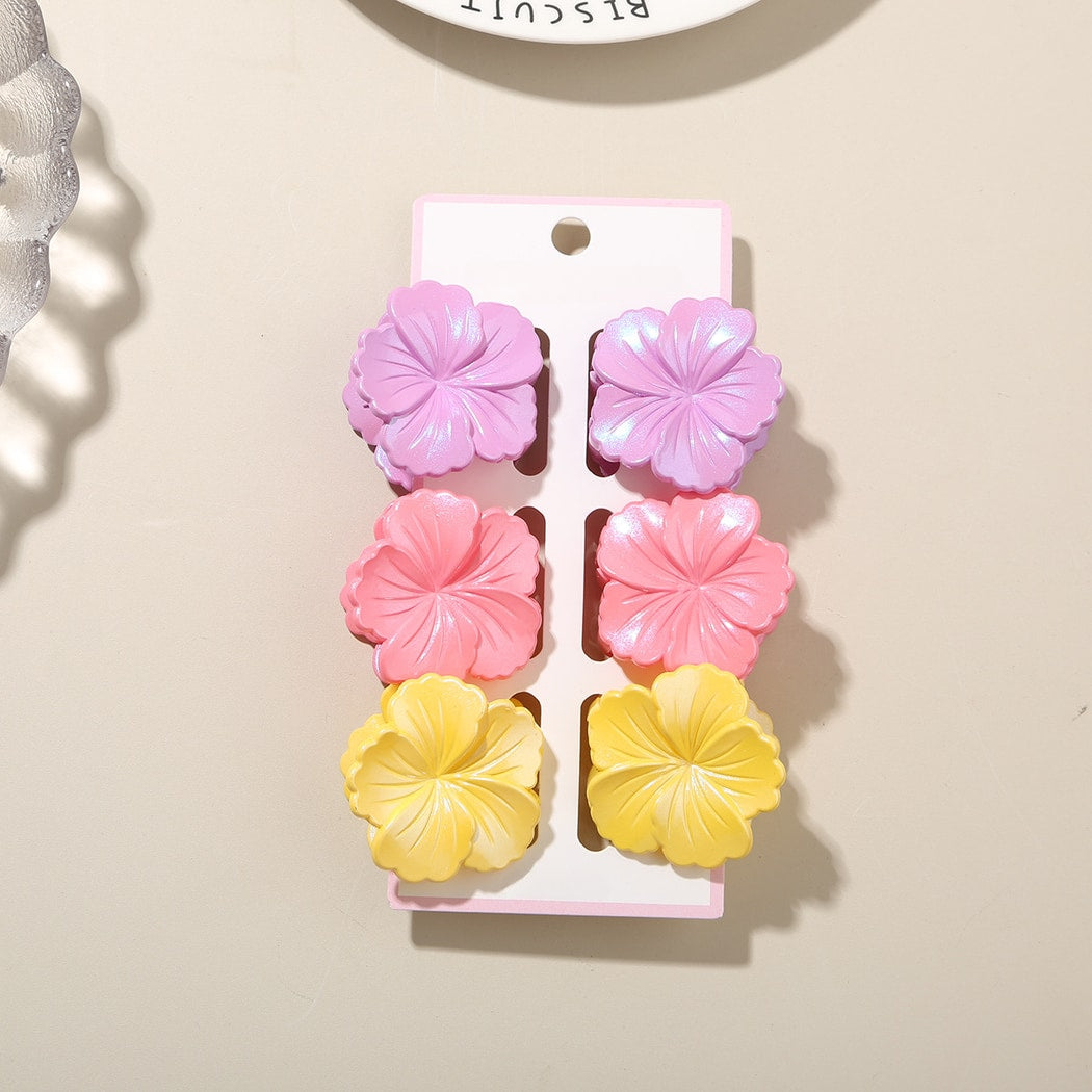 Beau - Glossy Floral Plastic Alloy Claw Clip Set
