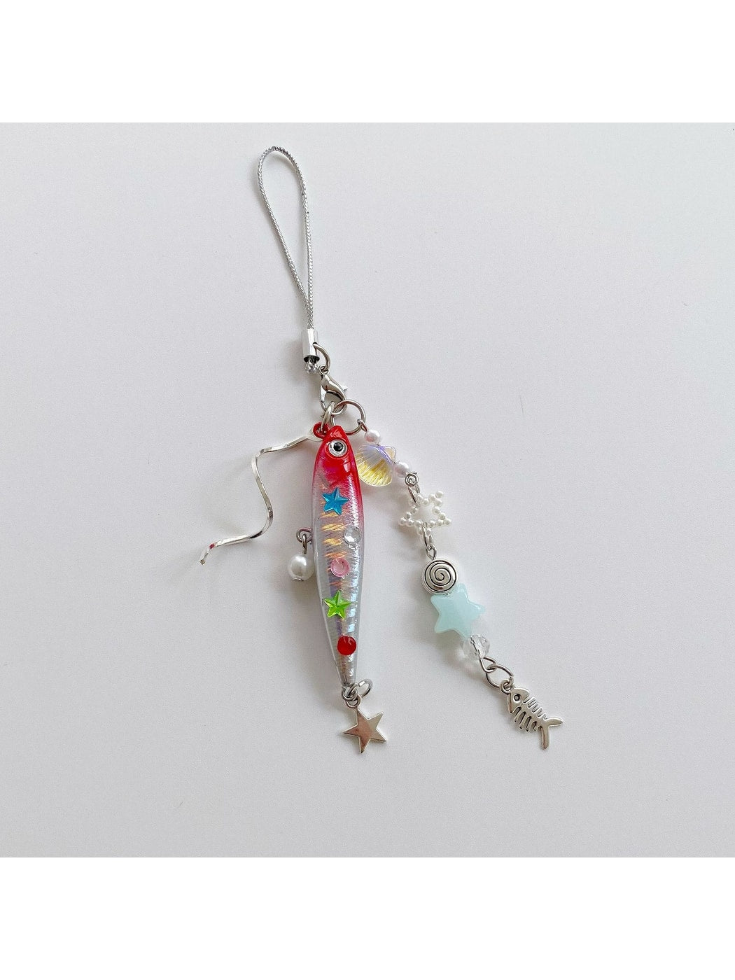 Keypus - Segmented Beaded Look Fish Bag Charm Keychain