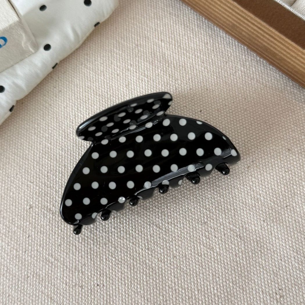 Beau - Polka Dot Fan Shape Acetate Claw Clip