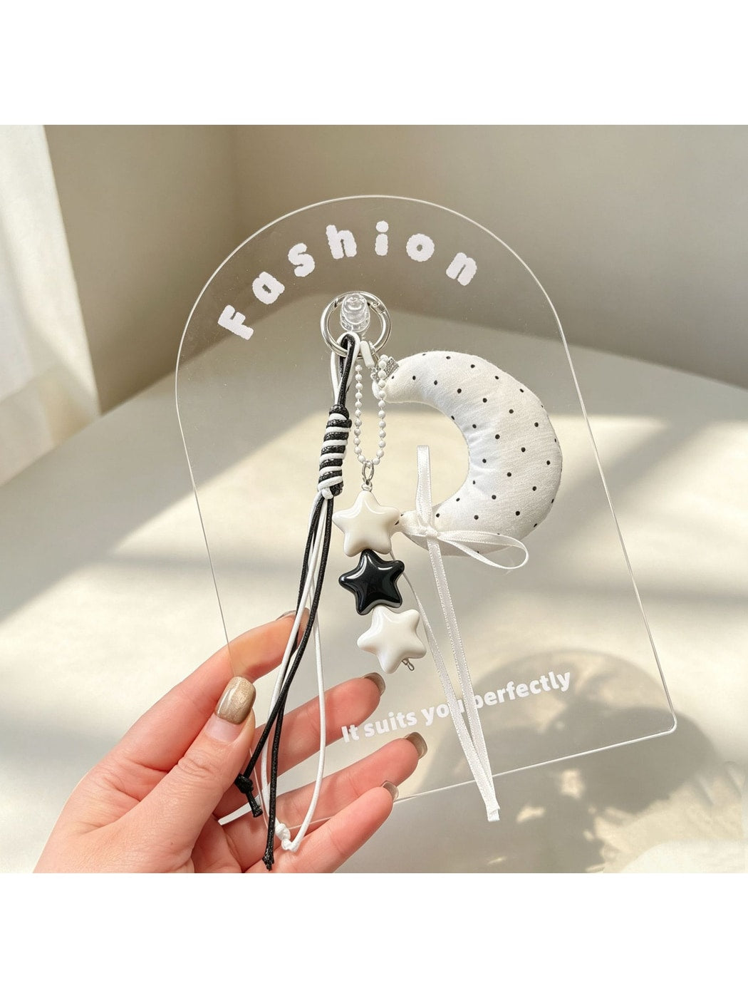 Keypus - Sweet Cartoon Moon and Star Pendant Keychain