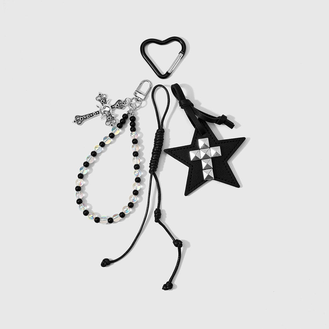 Keypus - Y2K Cross and Lace Bow Beaded Keychain