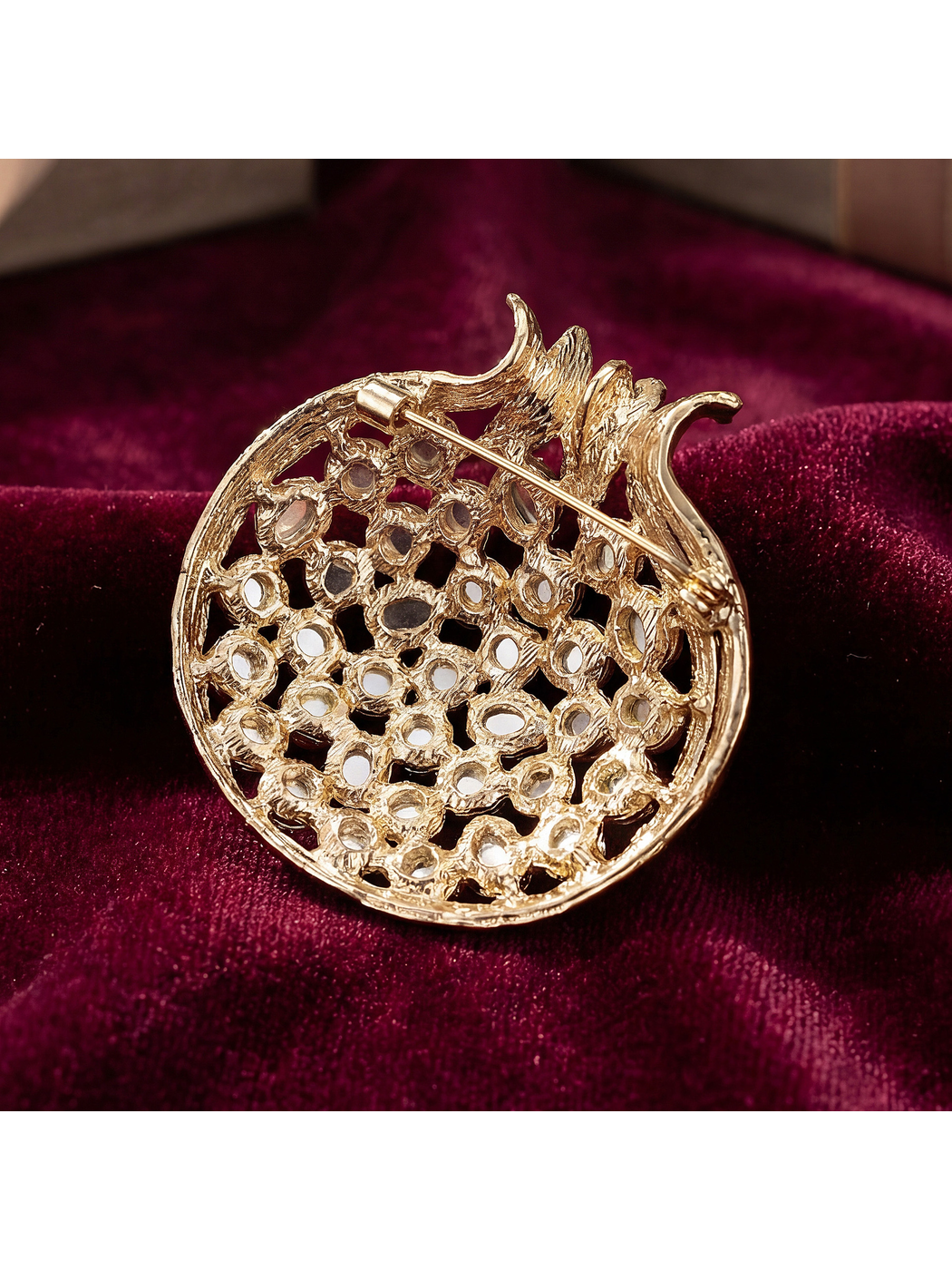 Brovia - Pomegranate Fruit Accent Alloy Brooch