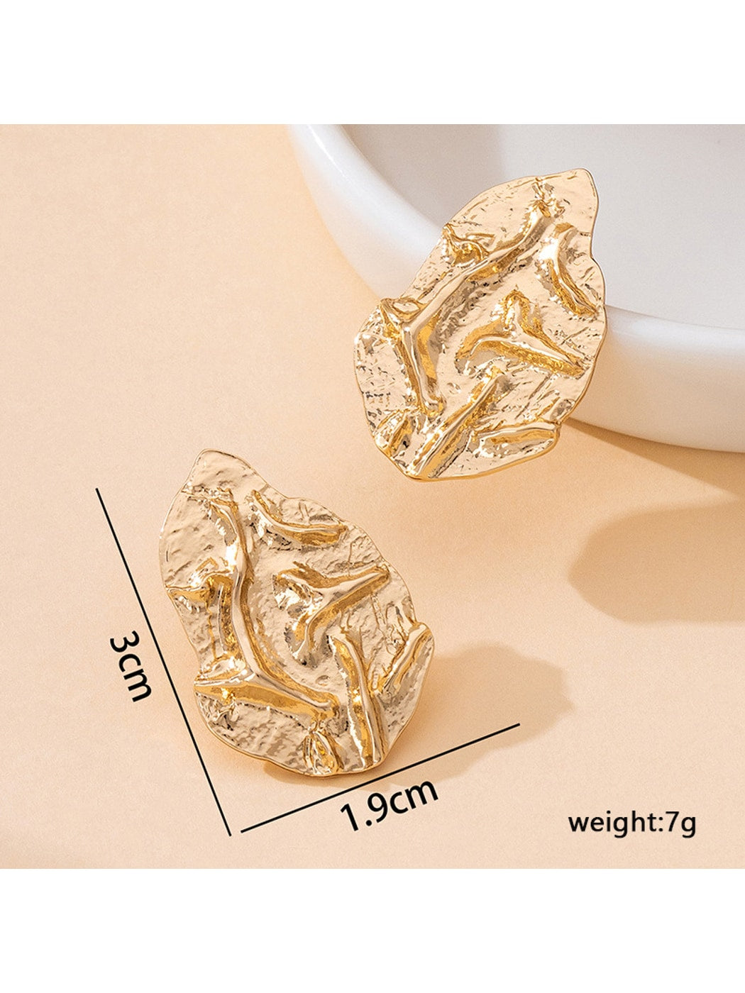 Earedge - Minimal Geometric Textured Alloy Stud Earrings
