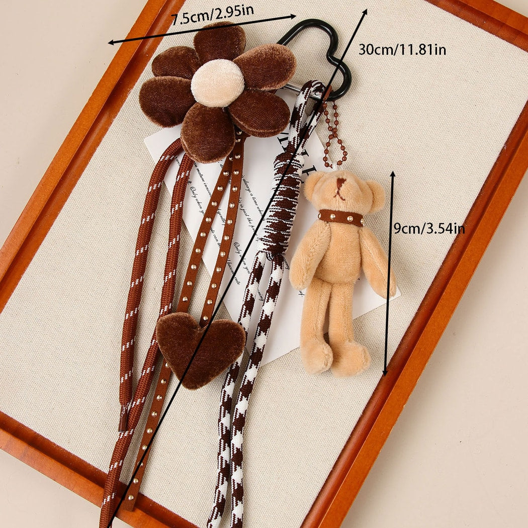Keypus - Plush Bear Flower Heart Bag Charm Keychain