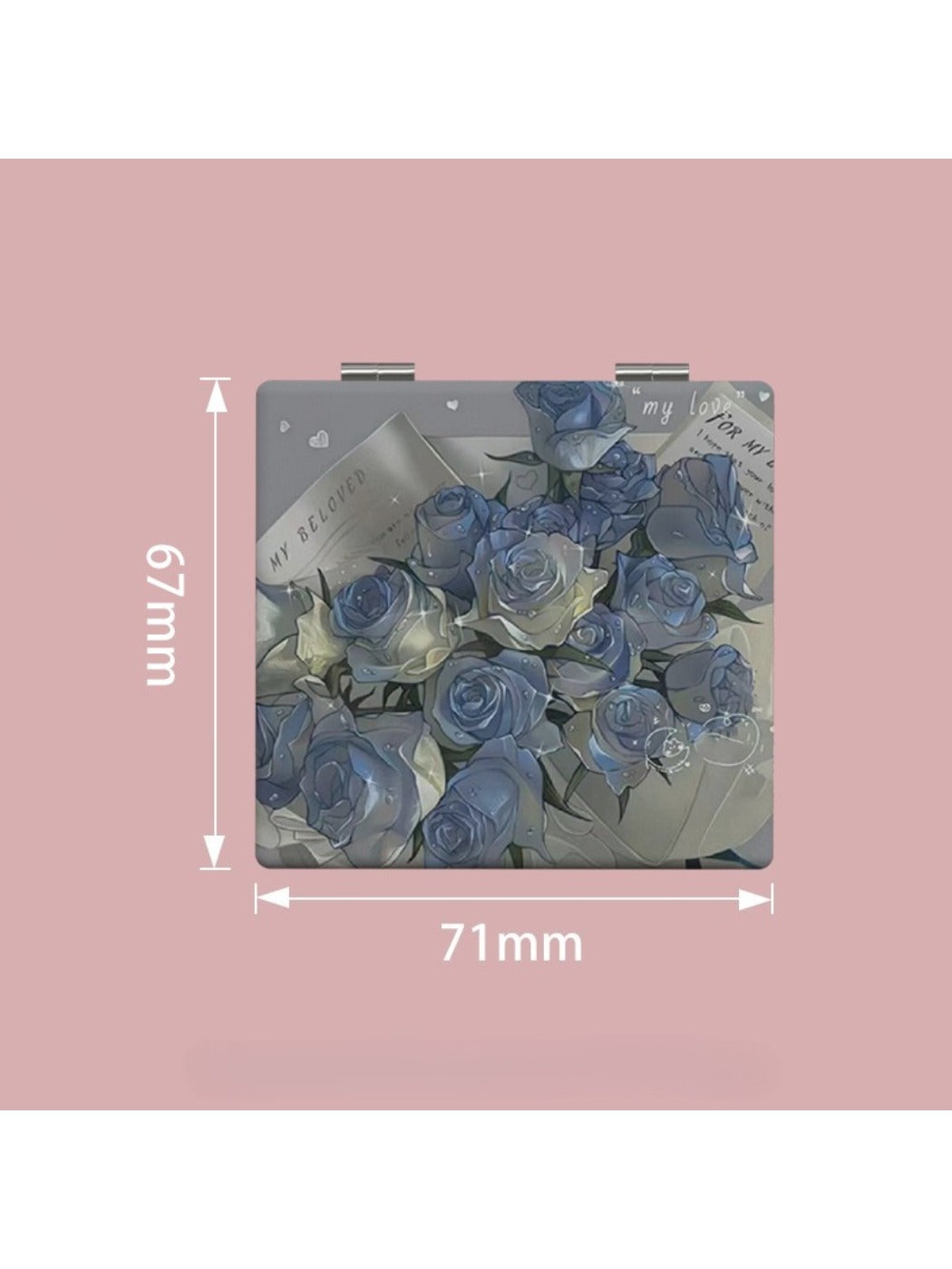 Mirroray - Aesthetic Blue Rose Pattern Vanity Mirror