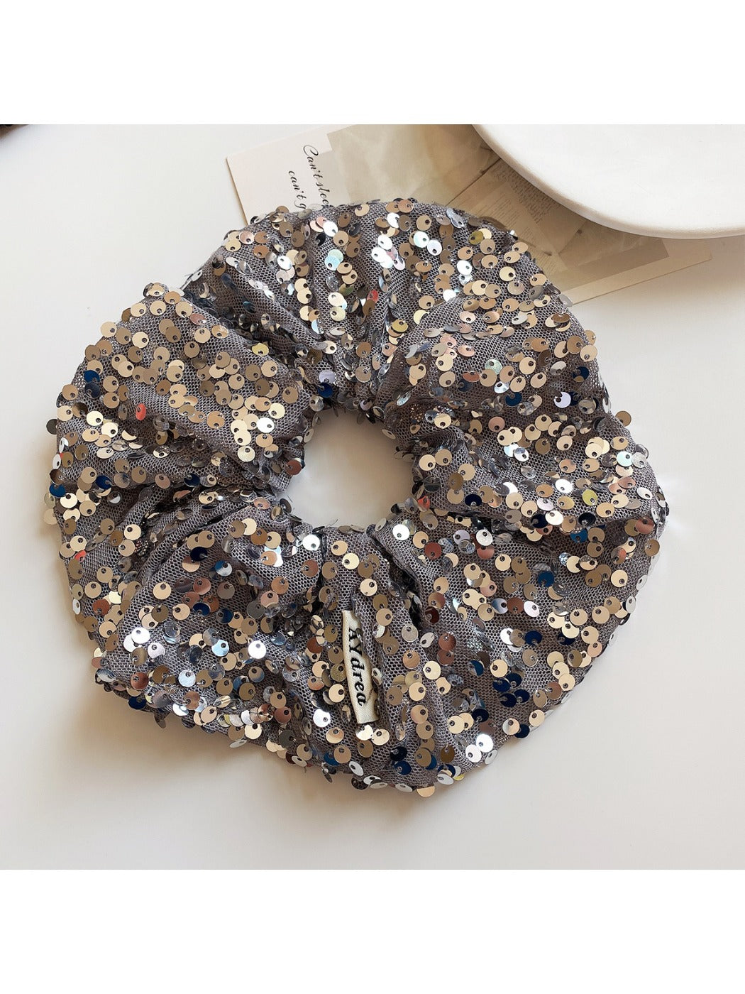 Gifty - Black Silver Sequin Scrunchies