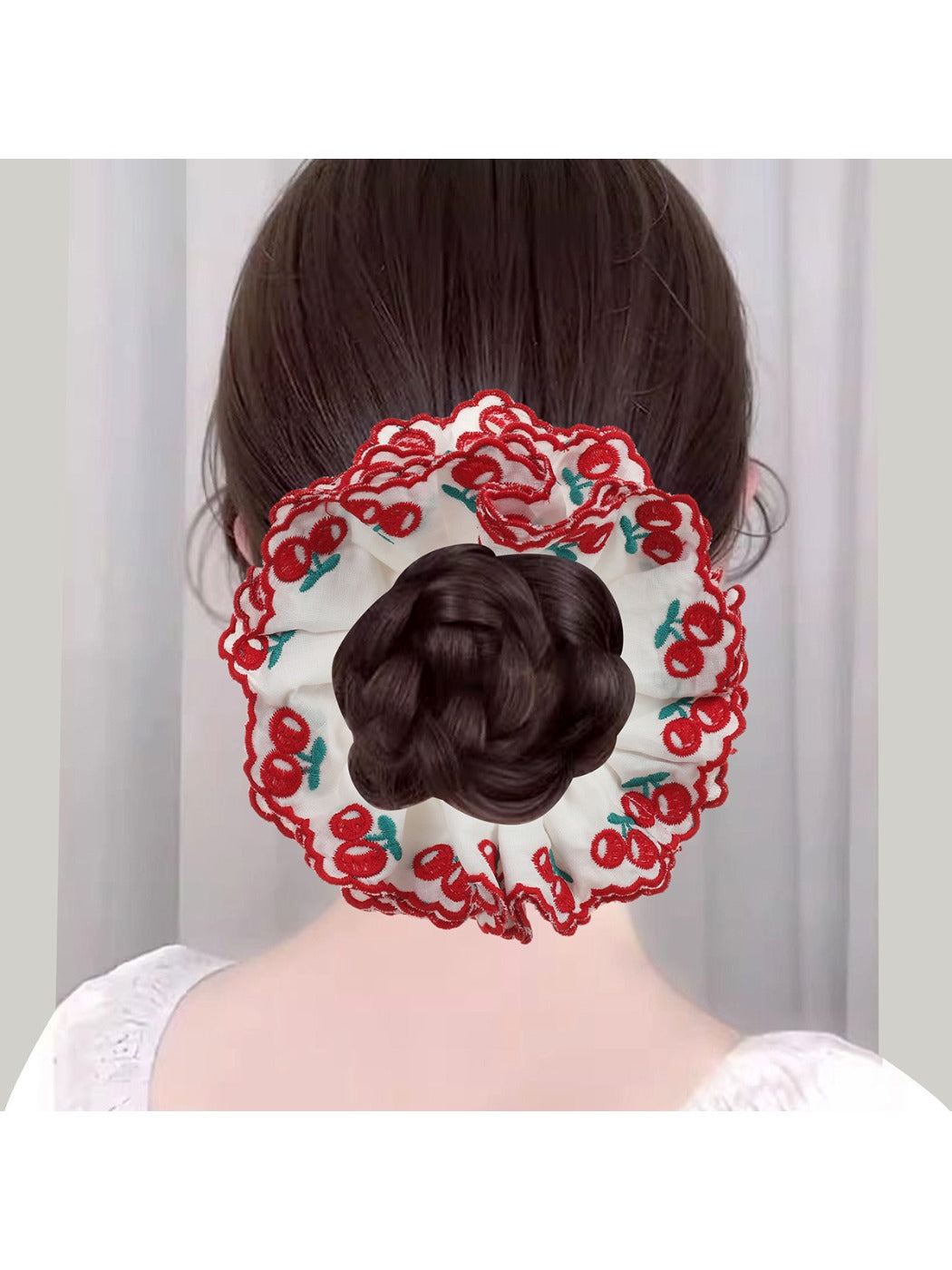 Gifty - Elegant Cherry Embroidery Hair Tie Korean Style