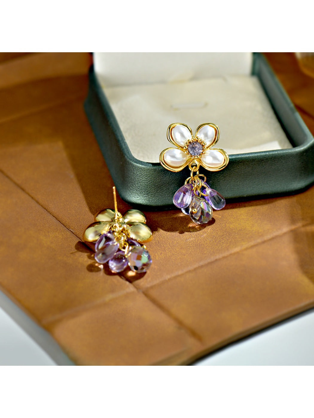 Earedge - Five Petal Floral Drop Earrings