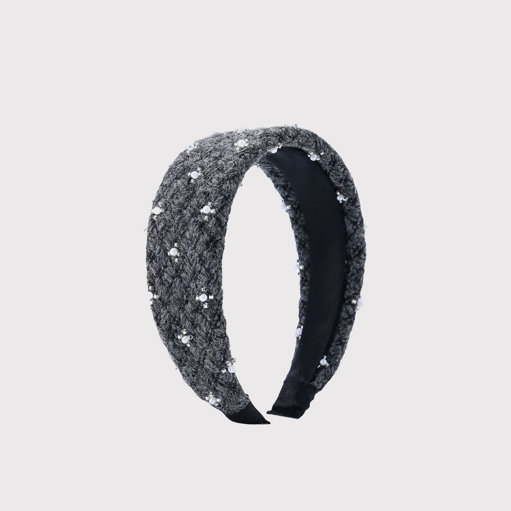 Gifty - Gray Textured Beads Detail Fashion Headband