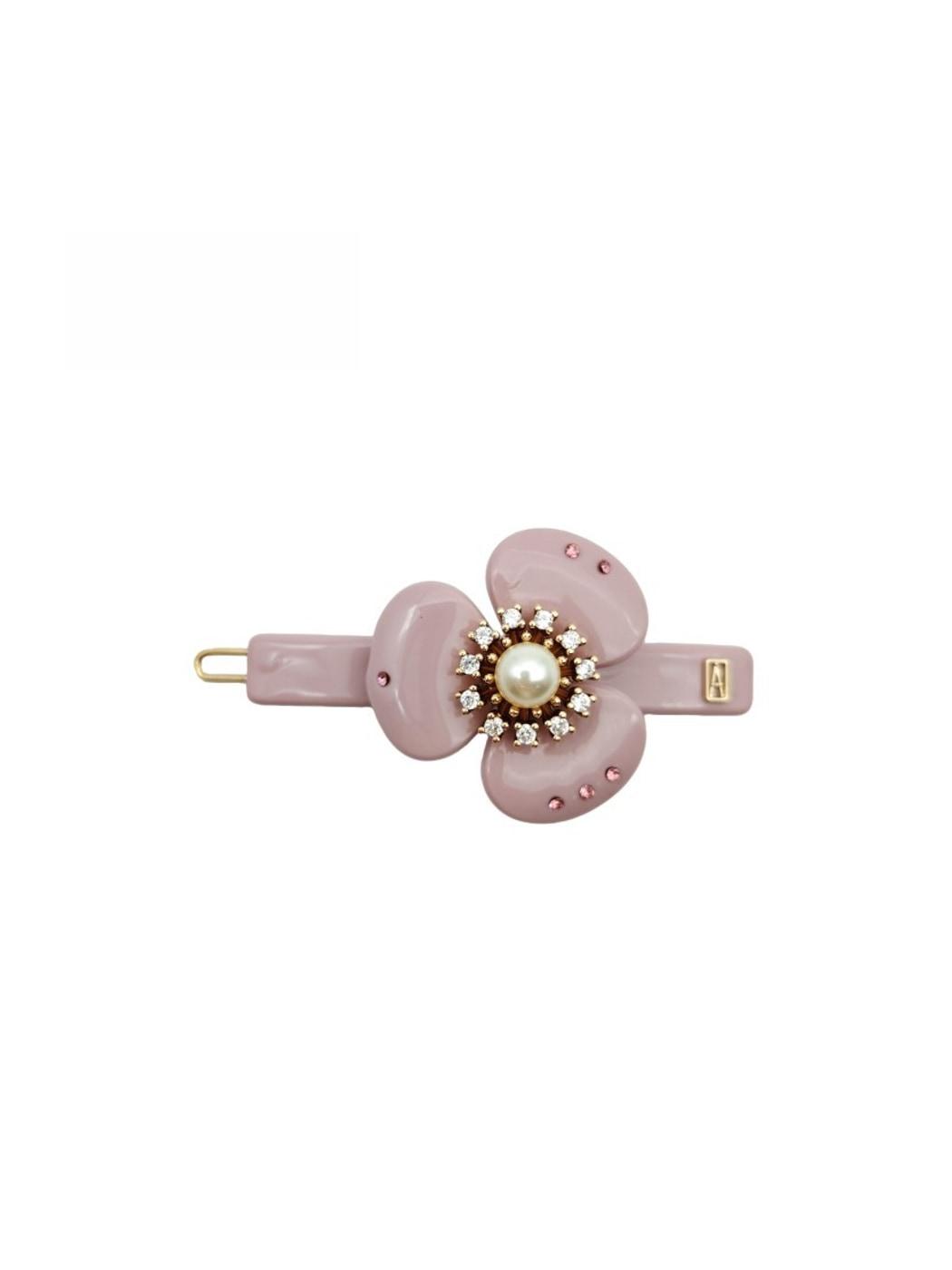 Beau - Glossy Acetate Flower Detail Alloy French Barrette